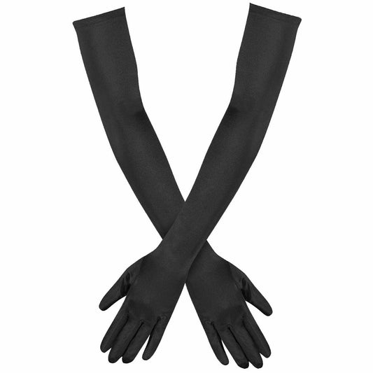Diacly - 23 inch Opera Length Satin gloves - Black